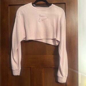Nike Women's Pale Pink Cropped Sweatshirt Size Medium Gently Worn